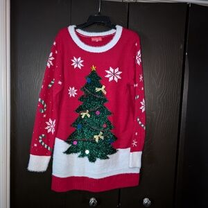 Holiday Red Christmas Tree Sweater - Women